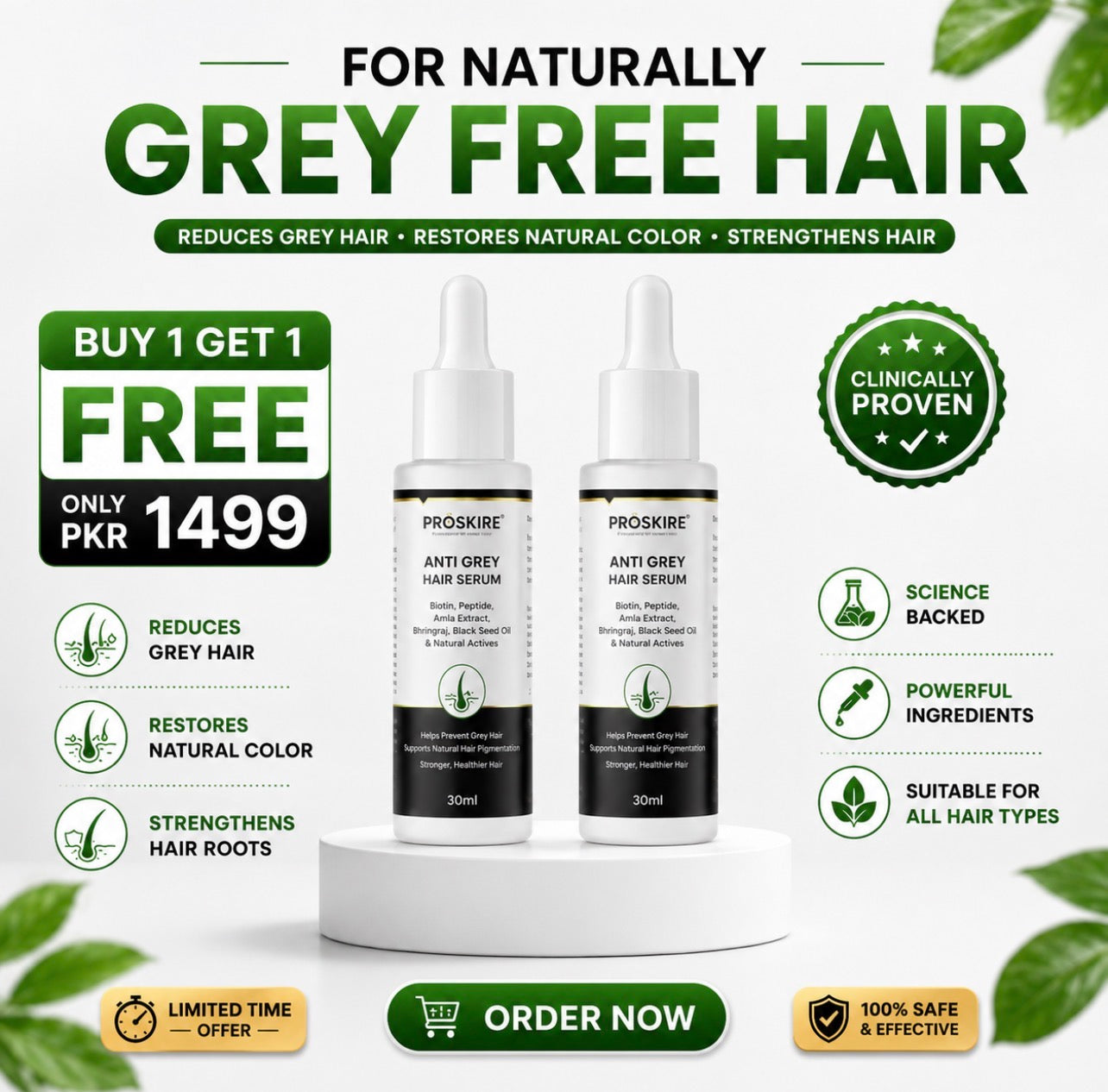 (BUY ONE GET ONE FREE)Anti Grey Serum-Restore your natural hair color with every drop