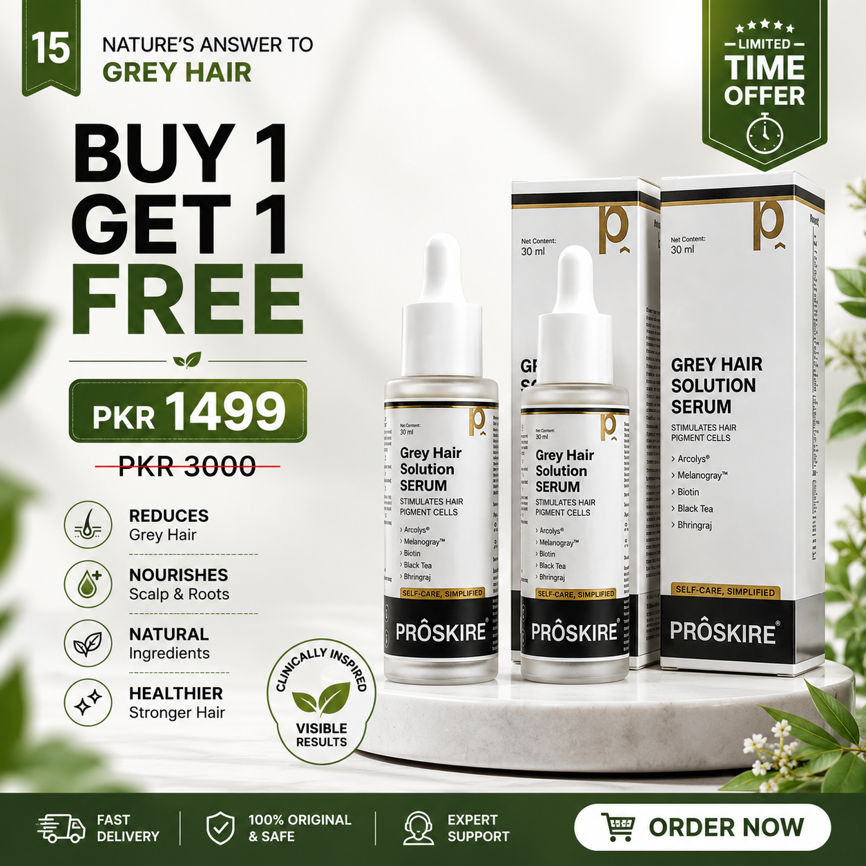 (BUY ONE GET ONE FREE)Anti Grey Serum-Restore your natural hair color with every drop