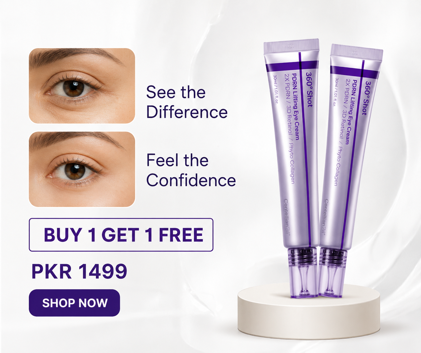 🔥 Buy 1 Get 1 FREE | 360° Shot PDRN Lifting Eye Cream | Retinol & Collagen | Anti Aging Eye Cream |