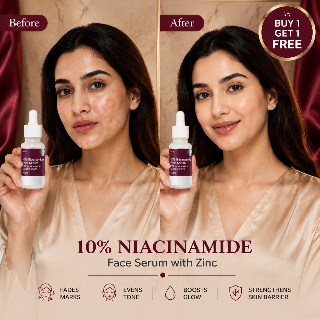 Buy 1 Get 1 FREE – 10% Niacinamide Face Serum with Zinc
